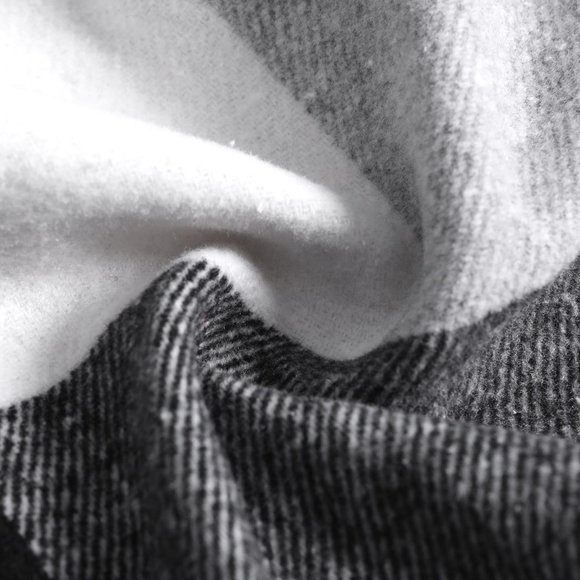 Black And White Casual Mens Plaid Print Drawstring Hooded Overcoat - Picture 7 of 7